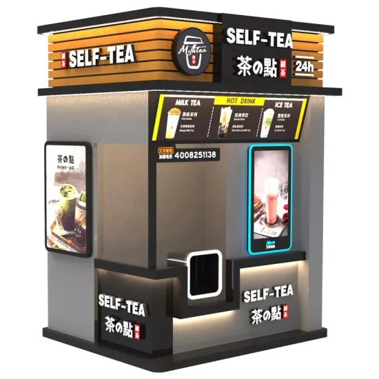 Controllable Temperature Milk Tea Vending Machine Bubble Tea Vending Machine Robotic Automatic Cold Drink Soft Boba Tea Vending Machine for Sale